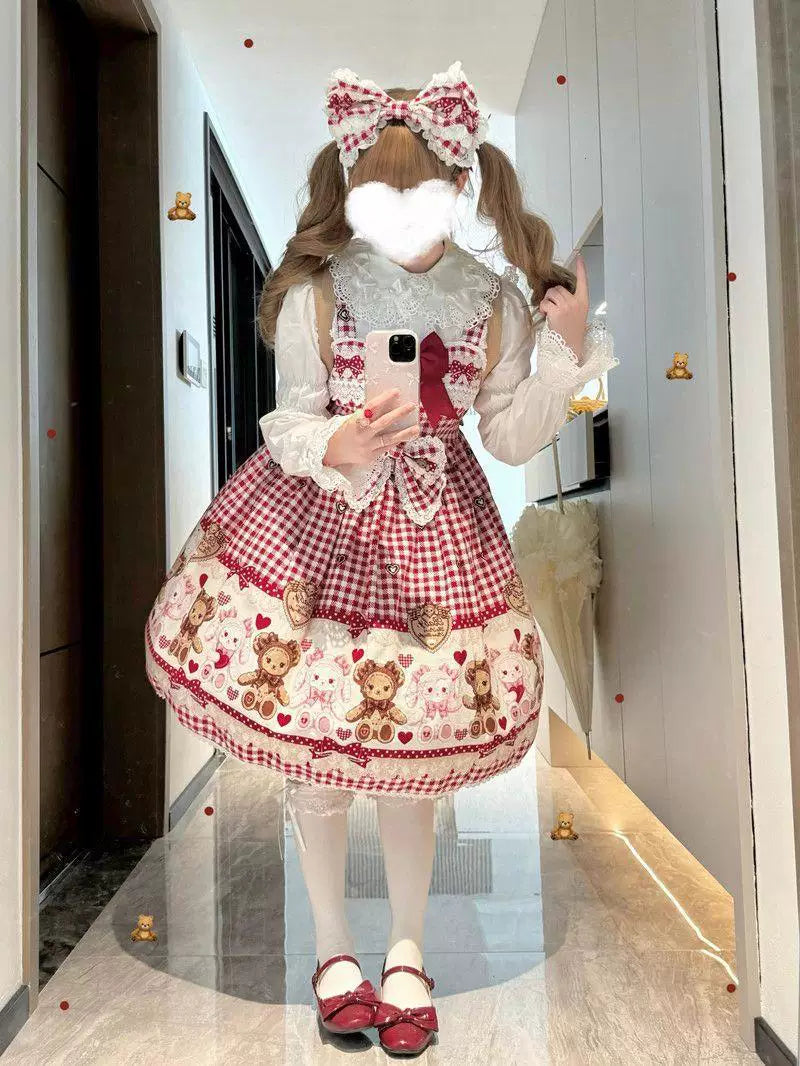Sweetheart Dream Machine - Vintage Doll Collar - Blouse with Lace Trim, Bow Accents and Ruffled Hem