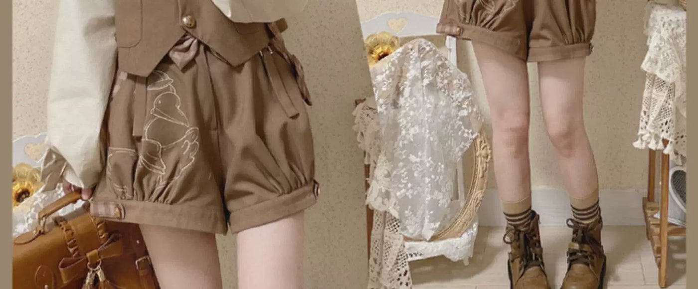 Baozi Pig - Detective Goose - Blouse, Vest and Shorts Options with a Cream Collar