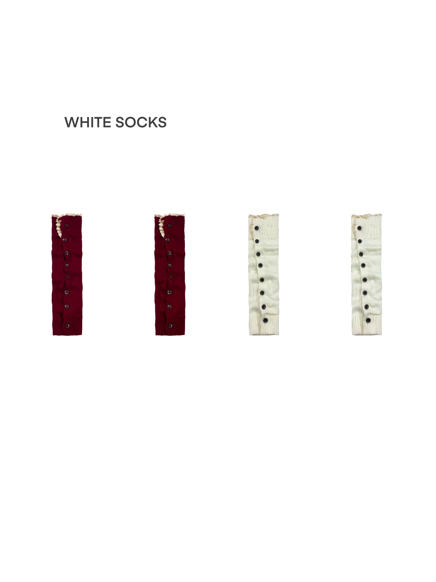 White Socks - Harajuku Ruched - Knit Leg Warmers with Ruffled Cuffs