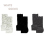 White + black + dark gray, 3-pair set / One Size