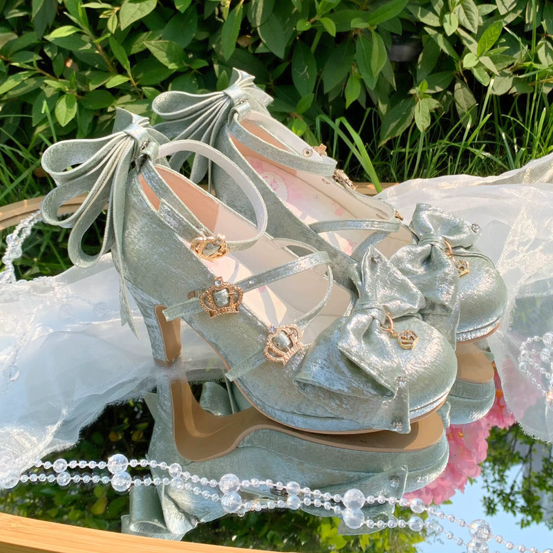 Aimee Gilded Coronation Lolita shoes — Grape Green colour, product view