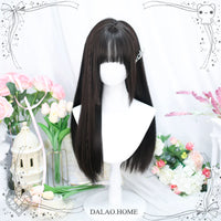 Dalao Home - 2083 - long straight student wig - 2083 black tea, sideburn version