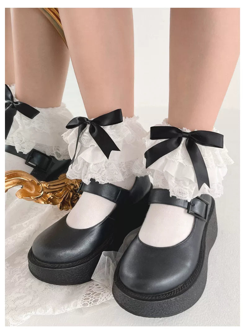 Sock Noble - Bow Lace - Short Socks with Lace Cuffs