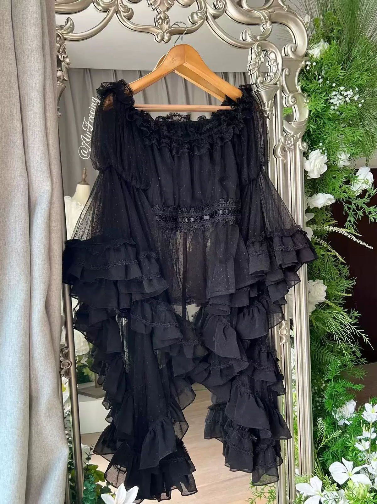 AF Butterfly Wing dotted-tulle Lolita blouse - black detail