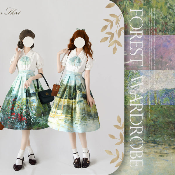 Forest Wardrobe - Forest Basket - Monet Art-Print Skirt or Blouse - 1