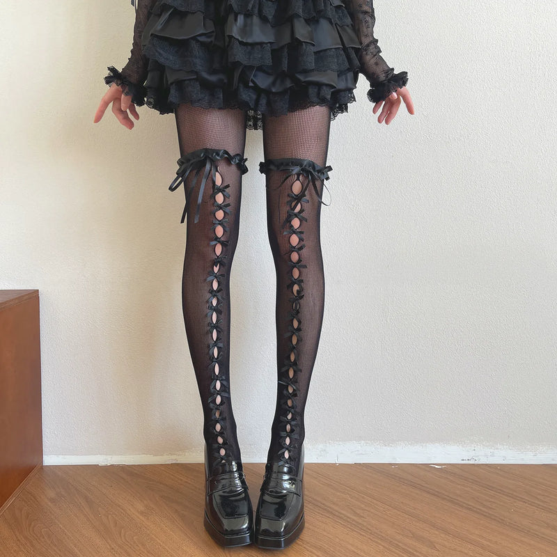 Sock Noble - Ballet Lace - Tights with Ribbon Cutouts and Lace Trim