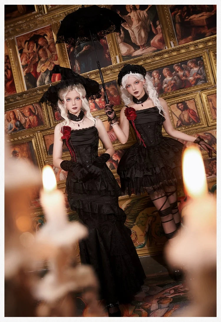 With PUJI - Twilight - Black Gothic Lolita Skirt Set, Witch-Inspired