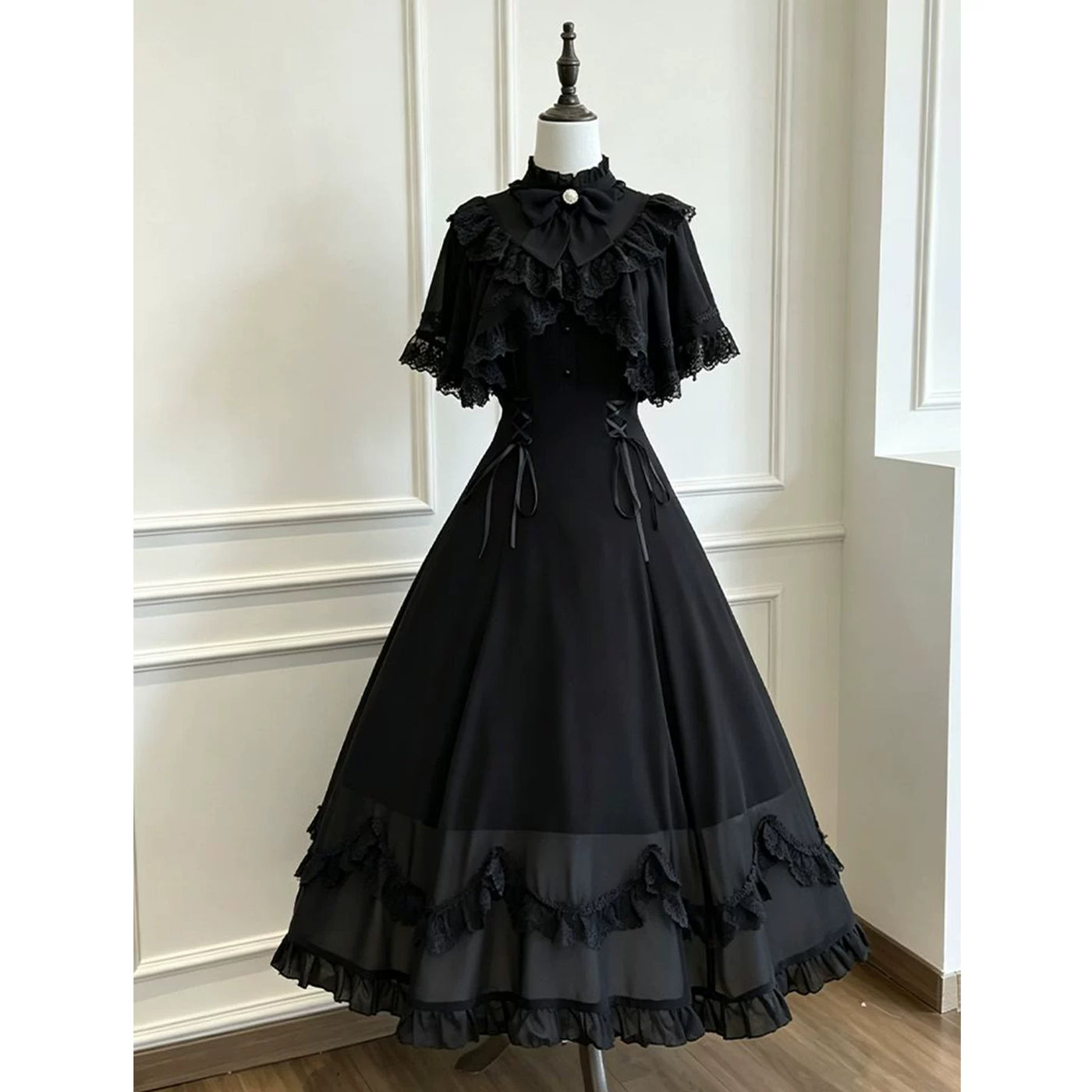 Creamy - Midnight Lace - Black OP Dress with Ruffled Lace Trim