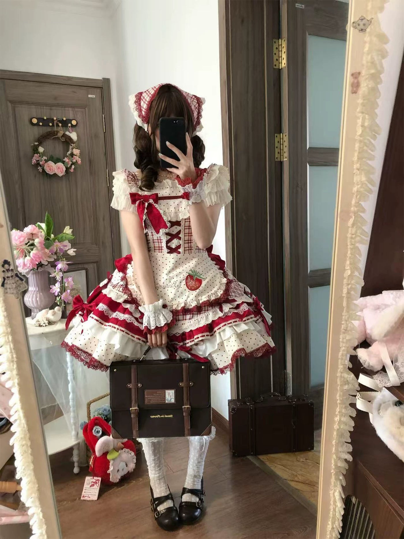 Dream Bunny - Strawberry Sweetheart - JSK Dress Set with Gingham Apron