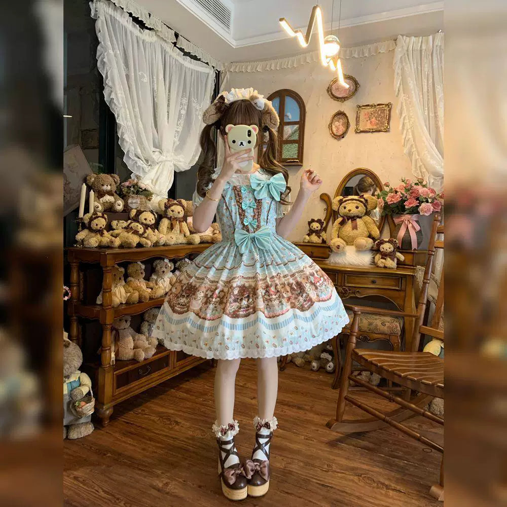Sweetheart Dream Machine - Mint Chocolate - Mint JSK Dress with Illustrated Print and Bow