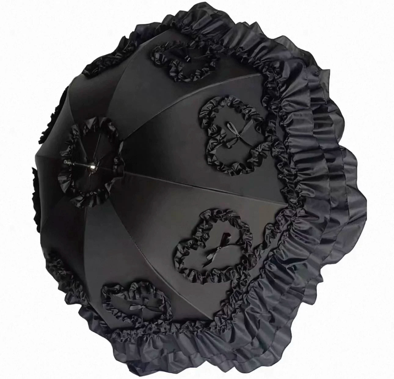 Independent Brand - Lace Parasol Collection - Ruffled Lace Parasol with Decorative Handle