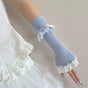 Blue sleeves with white lace