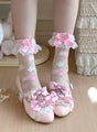 Pink x White Star Socks with Deep Pink Bow