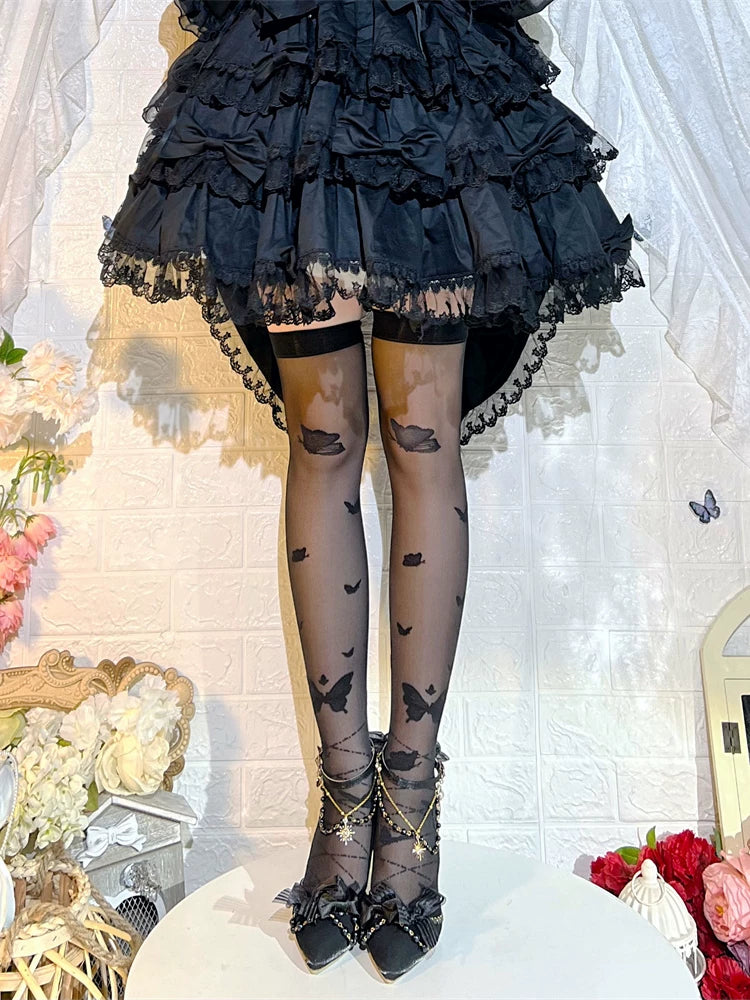 Fantasy Doll - Nirvana Butterfly - Over-the-Knee Socks with Butterfly Motifs