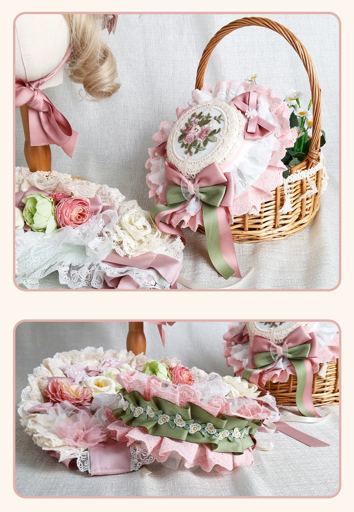 Stardust Rose - Garden Bouquet - Floral Hat and Headband Selection