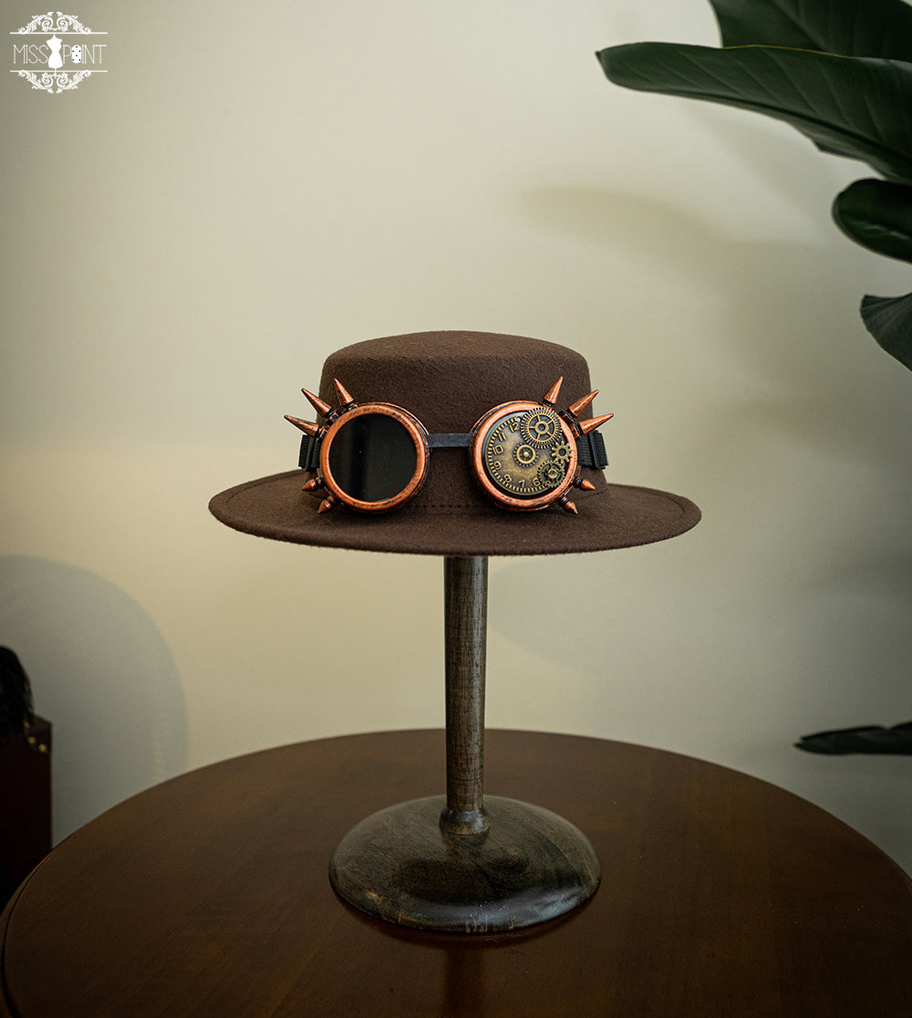 Demon Hunter's Diary - Lolita Accessories Hat KC Necklace Brooch Waistband Large brown top hat