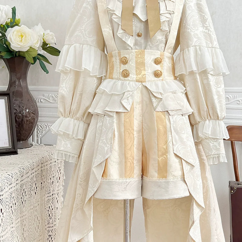 Designer's Gift - Ouji Lolita Suspender Shorts & - Jacquard Shirt Innerwear
