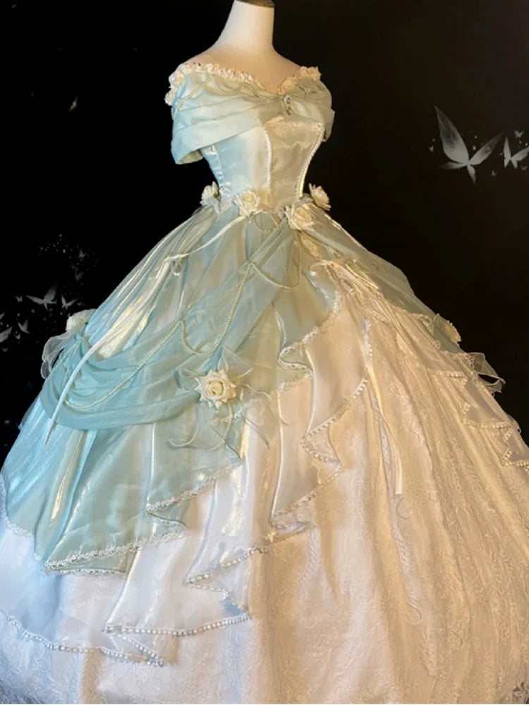 Flora Muse - Rose Encounter - Long green off-shoulder ballgown Lolita