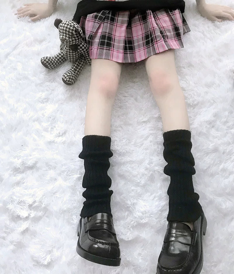 Floral Milk Cat - Ribbed Scrunch - Knit Leg Warmers in 40 cm and 50 cm Lengths
