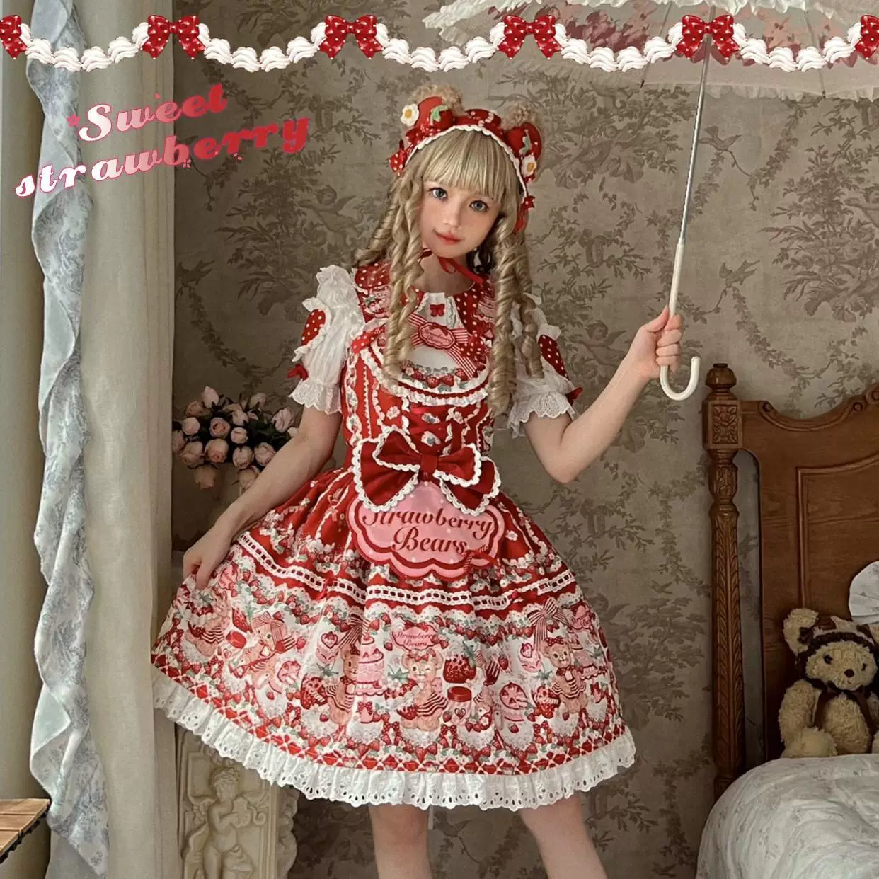 Star Fantasy - Strawberry Bear Garden - Strawberry-Print JSK