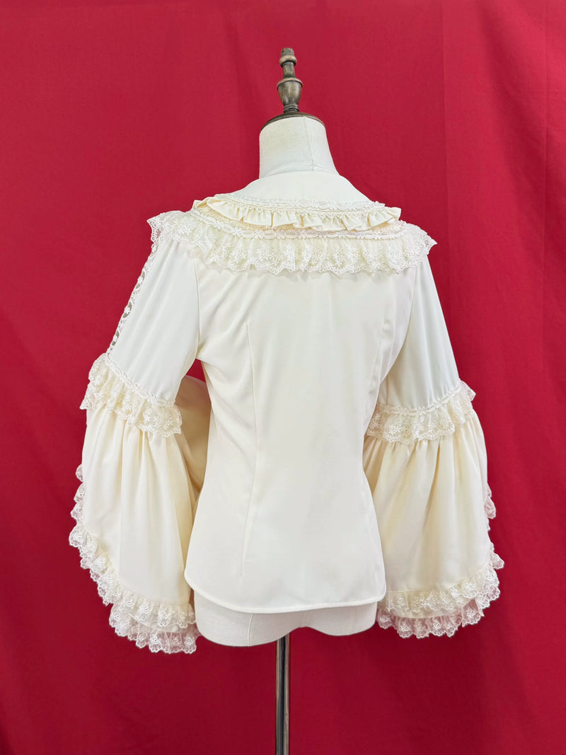 DMFS Lolita - Snow Mochi - Classic Lolita Hime Sleeve Shirt, Lace Accent