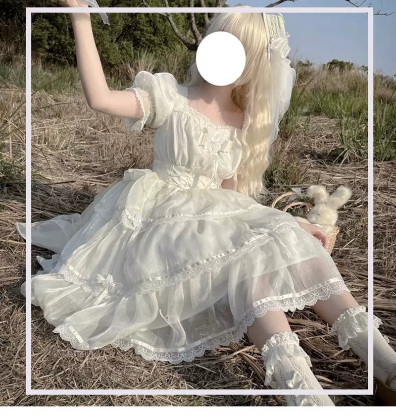 Yueele - Fleur Bridal - Plus-Size Sweet Lolita OP Dress - detail view 6