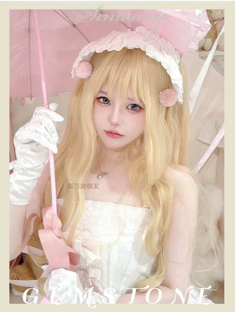 Sinwavy - Light Blone Wavy Lolita Wig - Straight Bang Wig