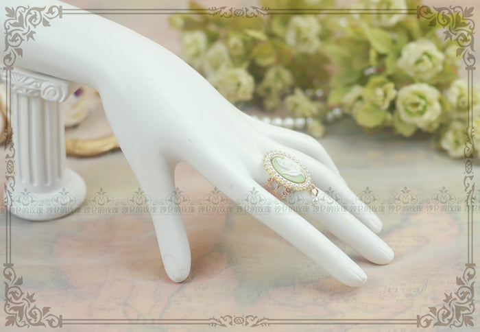 Rose of Sharon - Cameo Lolita Pearl Rings 4 Colors - Hand Accessory