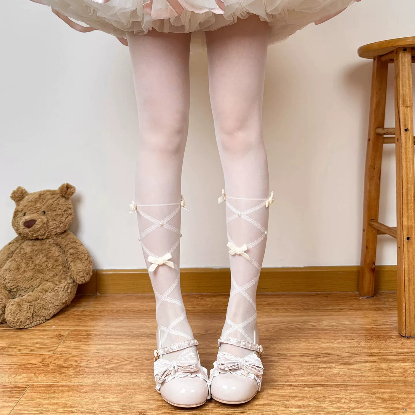 Chubby Bear Tales - Ballet Bow Collection - Tights with Decorative Bow and Motif Variations