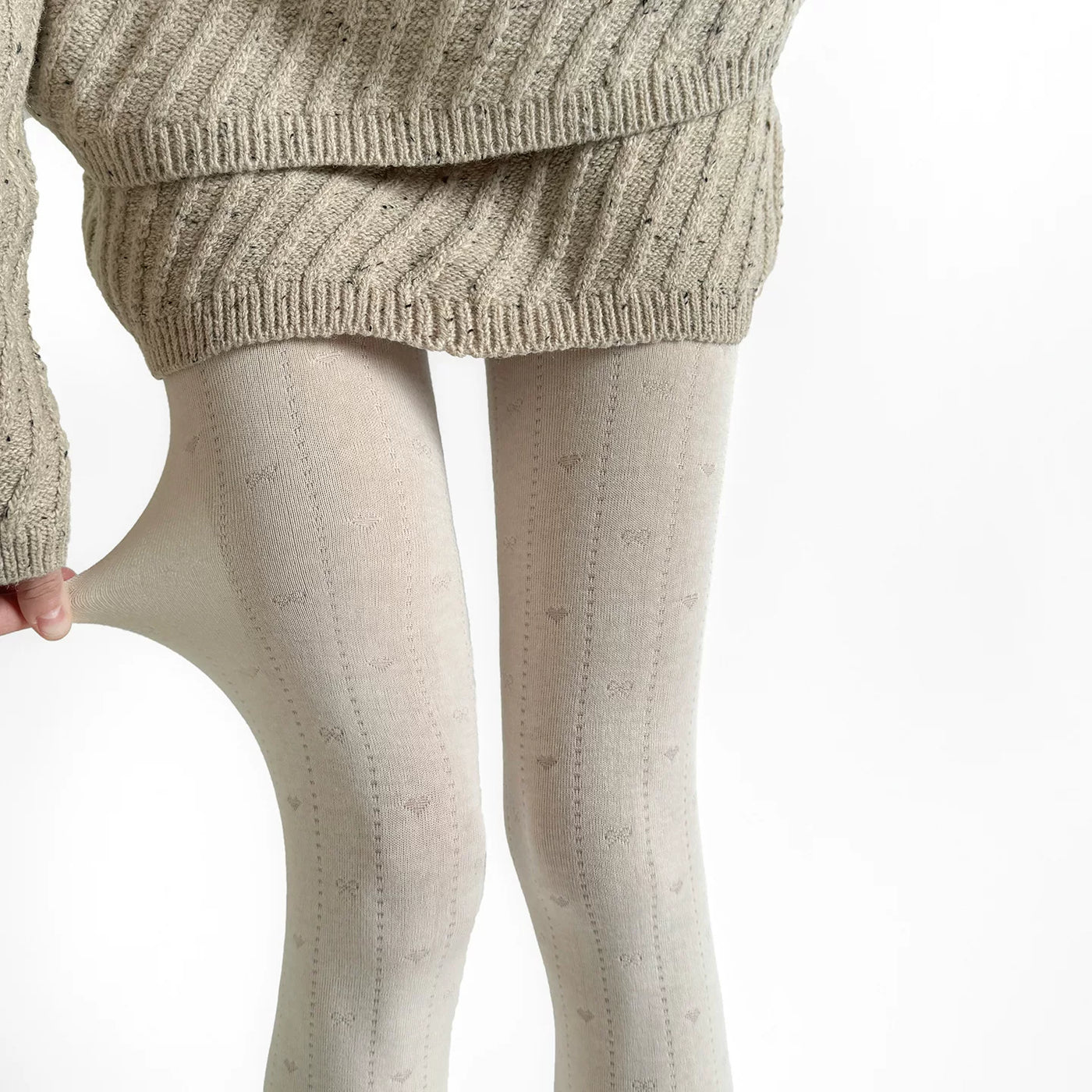 Fantasy Doll - Vintage Heart Ribbon - Jacquard Tights with Heart-and-Bow Motifs