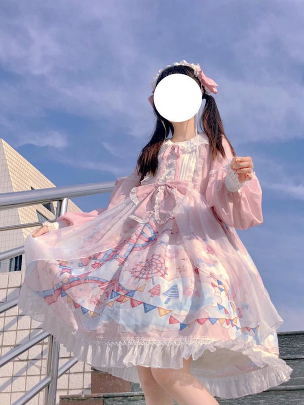 Yueele - Navy Rose Winter - Plus-Size Sweet Lolita OP Dress - front view