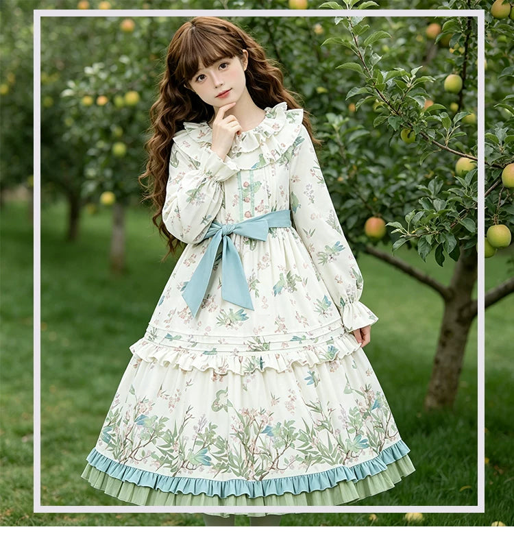 Yueele - Flower and Bird Spring - Plus-Size Sweet Lolita OP Dress - detail view 5