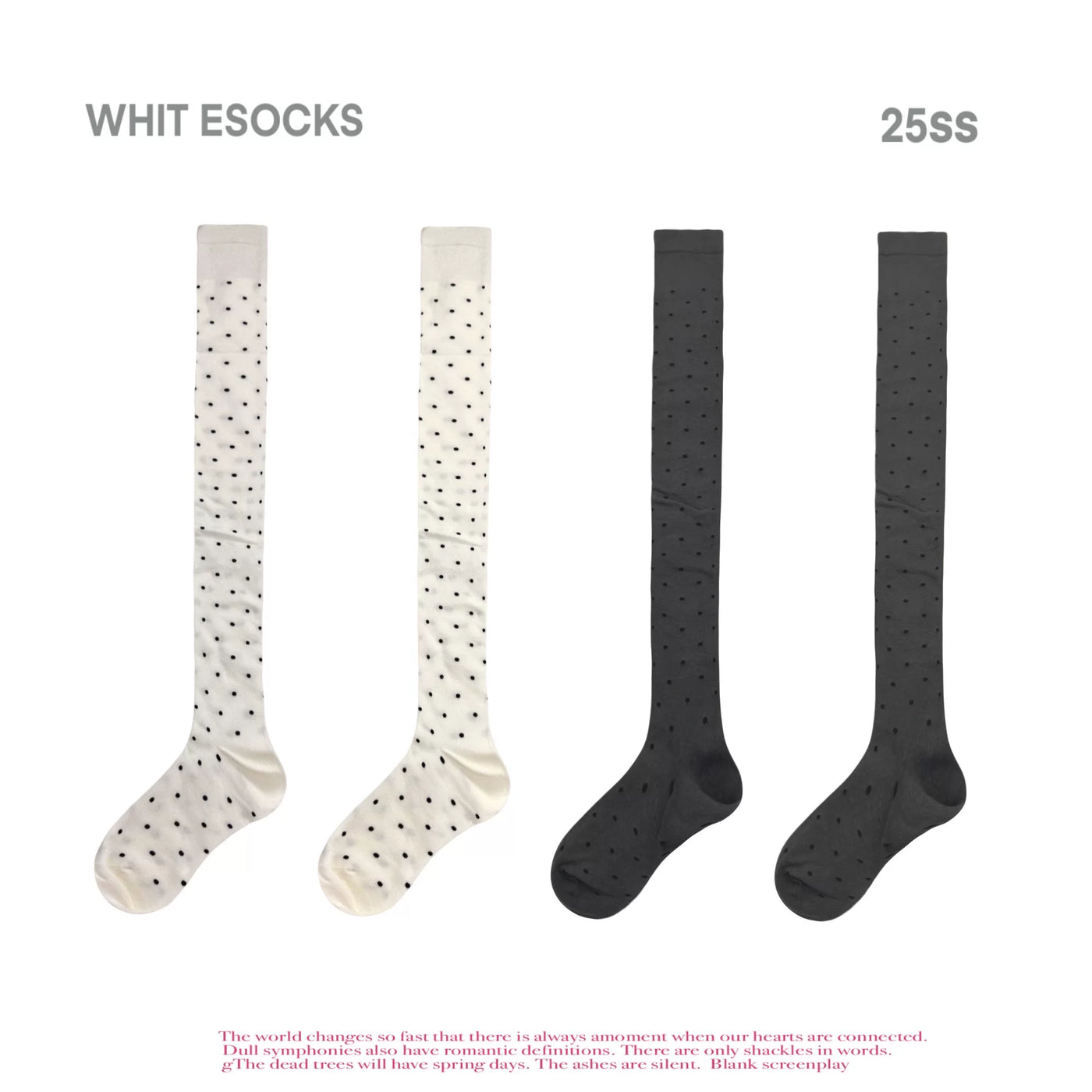 White Socks - Scattered Dot - Polka-Dot Over-the-Knee Socks with Scattered Dots