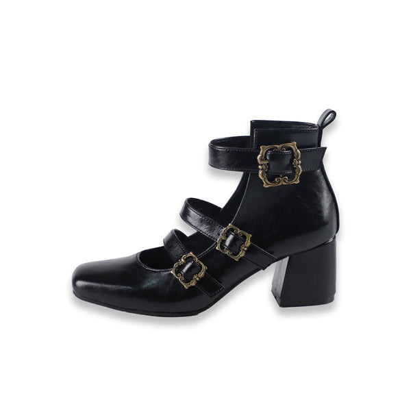MODO Prayer Poem Triple-Strap Mary Jane Lolita Shoes – design details
