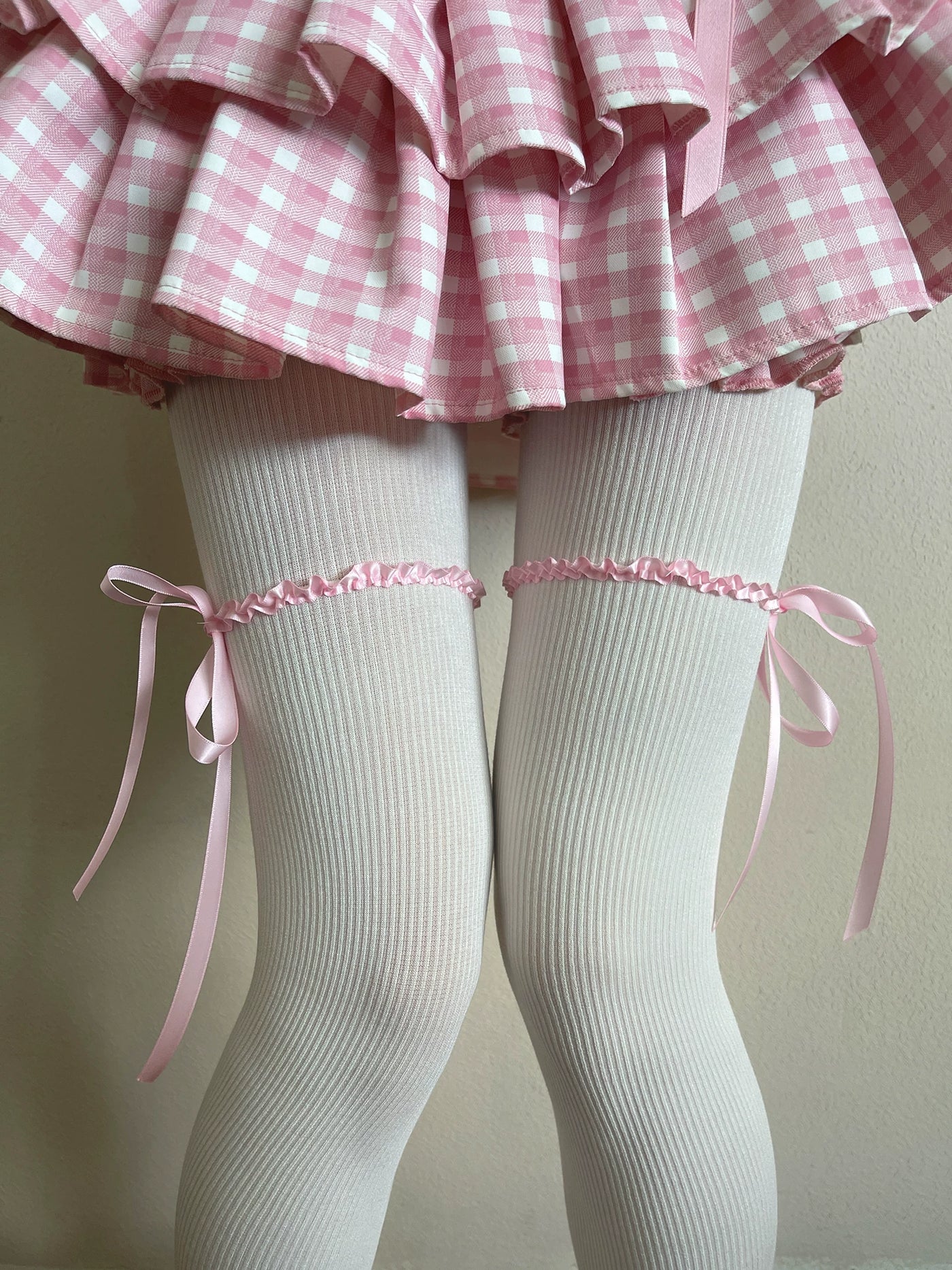 Sock Noble - Doll Satin Ribbon - Fine-Rib Tights with Lace Accents