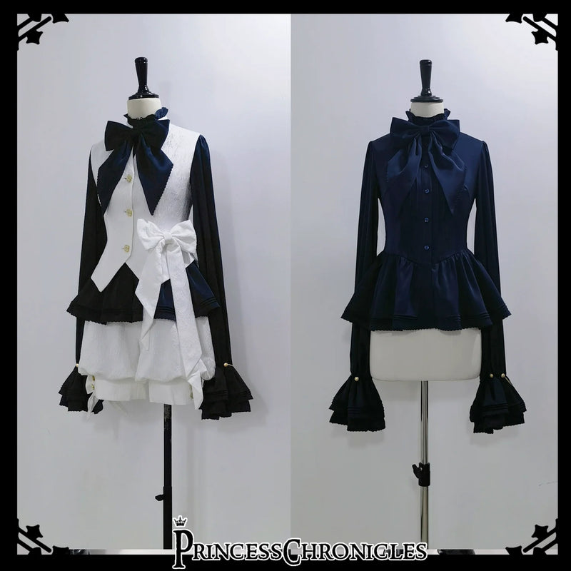 Princess Chronicles - Rabbit Hunter - Ouji Lolita Shirt Sapphire Blue Long Sleeve Blouse