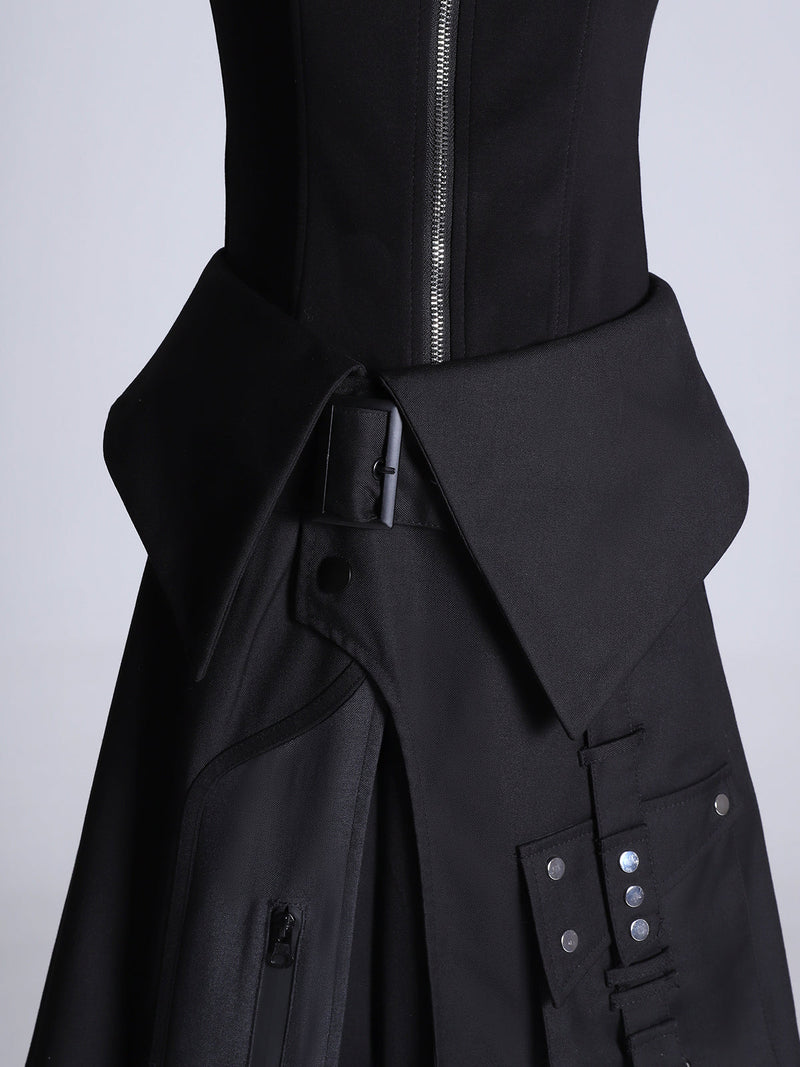 Your Princess - Nightblade - Black Ouji Lolita Apron Pants Suit