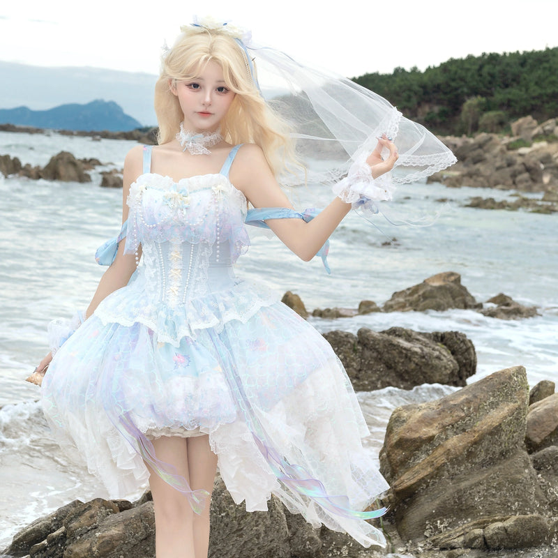 Qianmu - MermaidTears - Wedding Lolita JSK Dress, Ocean Theme