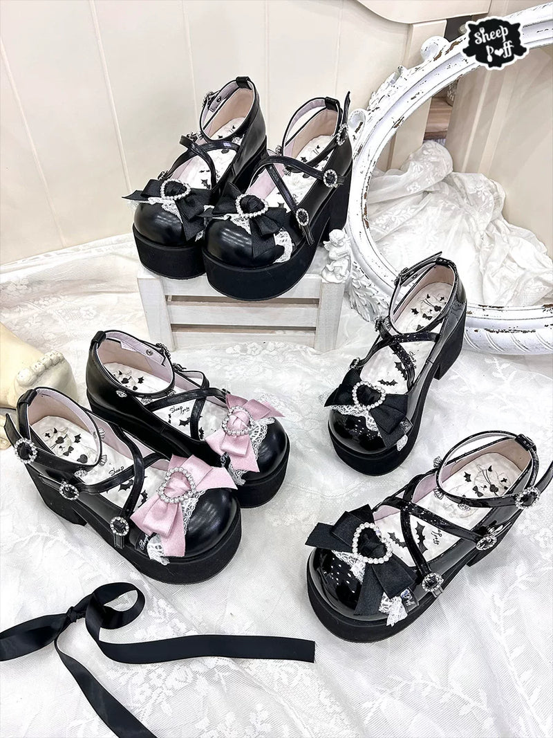 sheeppuff Showa Lace Platform Shoes