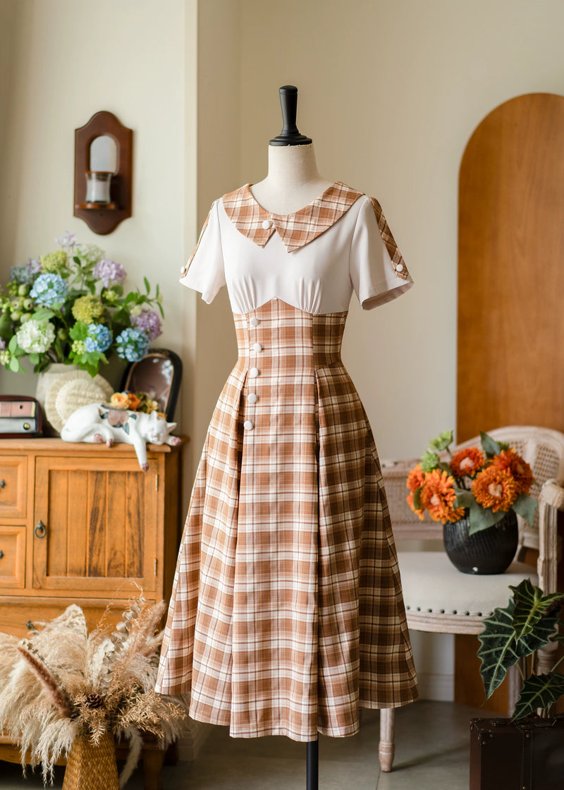 Forest Wardrobe - Clear Sky Forest - Vintage Plaid Panelled Dress - 9
