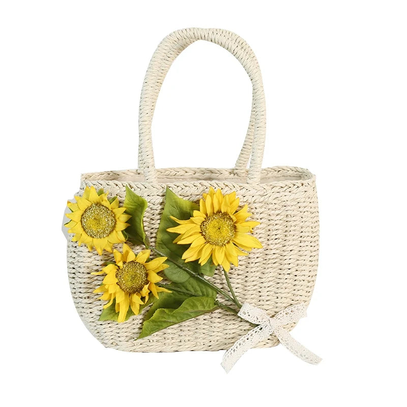 Xiaogui - Daily Lolita Bag Sunflower Straw - Shopping Bag Bag