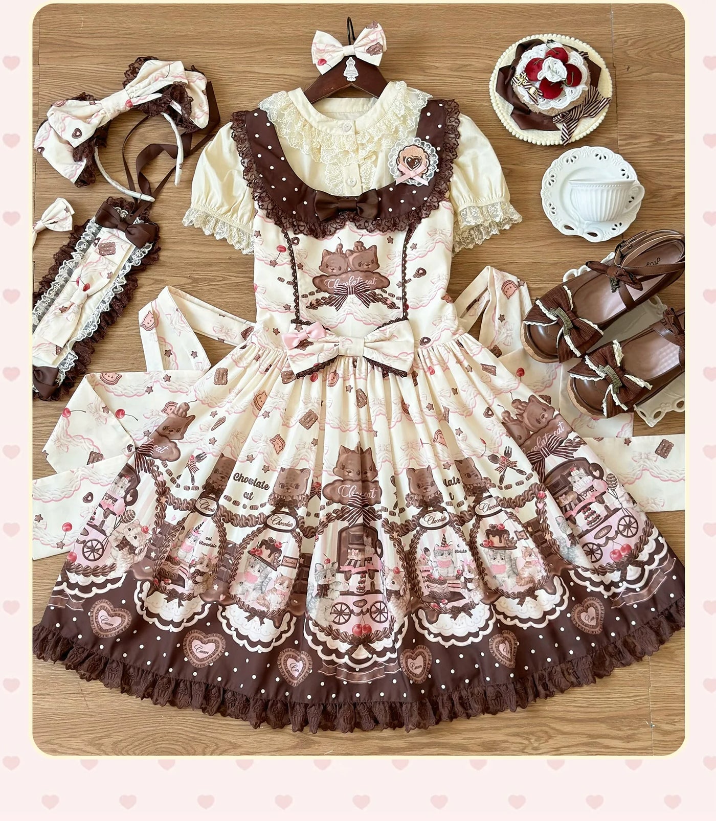 Chocolate Cat Sweet Lolita JSK | Original Design — LolitaFetch