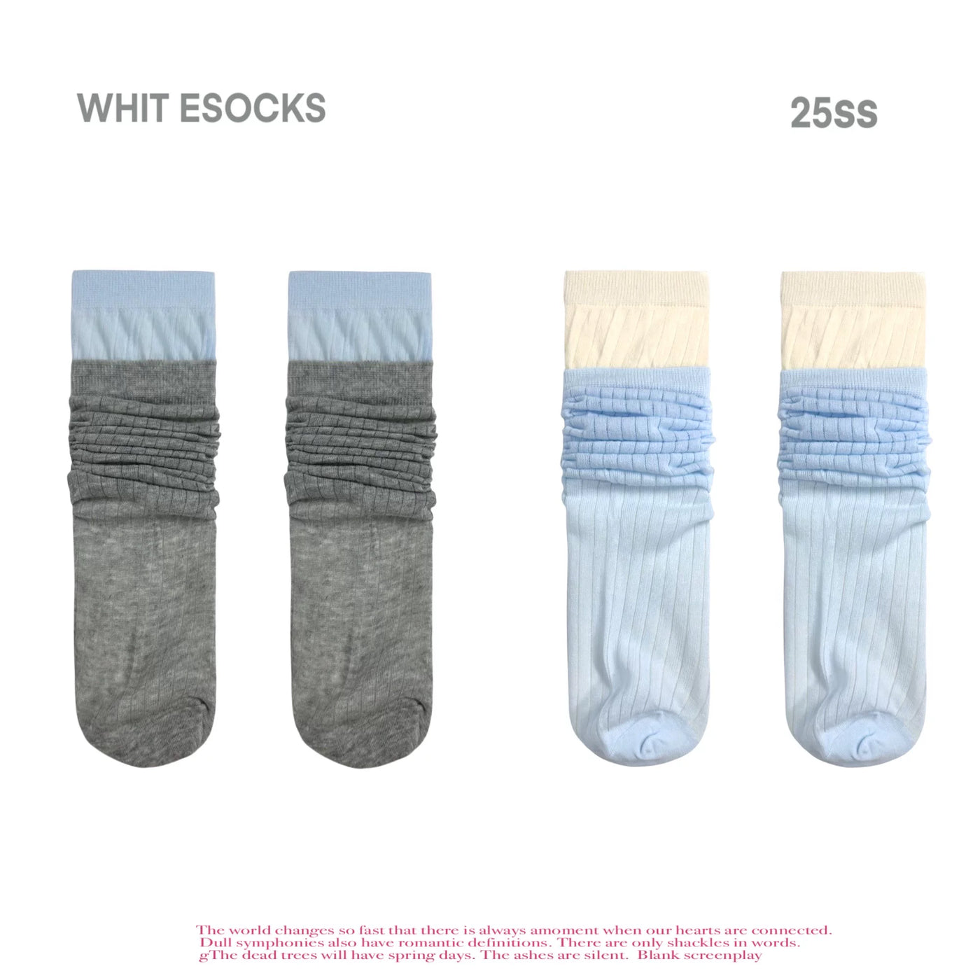 White Socks - Ballet Rib - Mid-Calf Socks with Double-Rib Contrast Cuffs