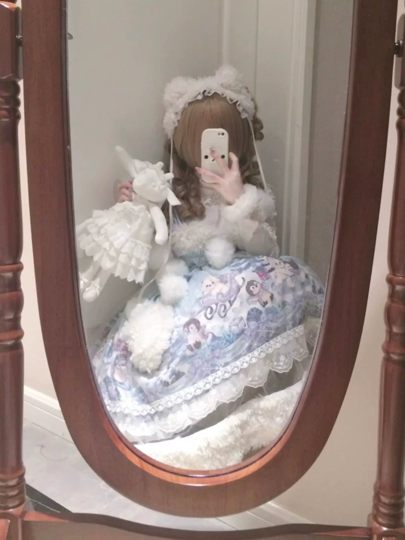 Dream Bunny - Penguin Snow Treasure - Penguin-print JSK with plush trim