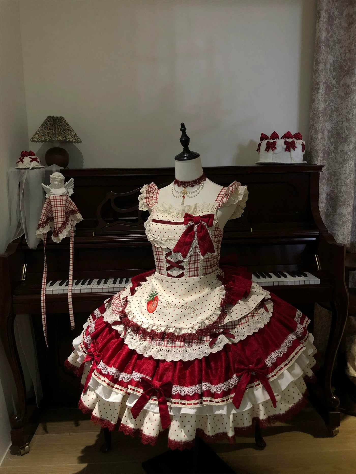 Dream Bunny - Strawberry Sweetheart - JSK Dress Set with Gingham Apron