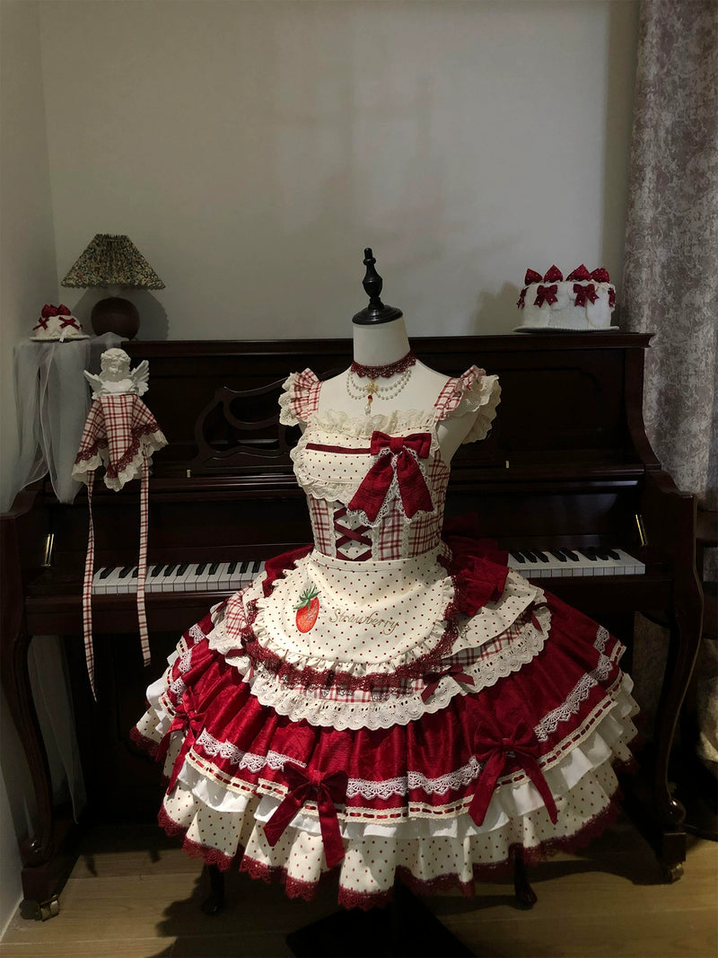 Dream Bunny - Strawberry Sweetheart - JSK Dress Set with Gingham Apron