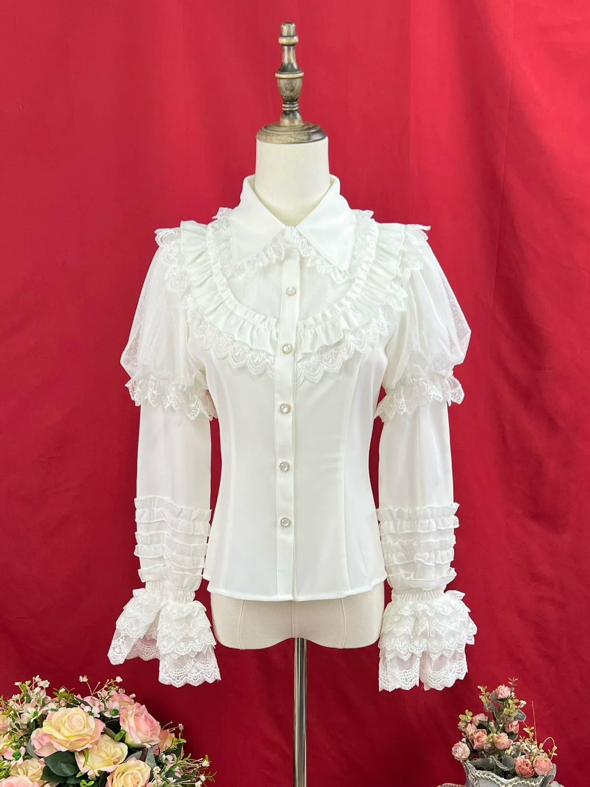 DMFS Lolita - Sweet Lolita Shirt Peter Pan Collar - Blouse Detachable Sleeves Innerwear