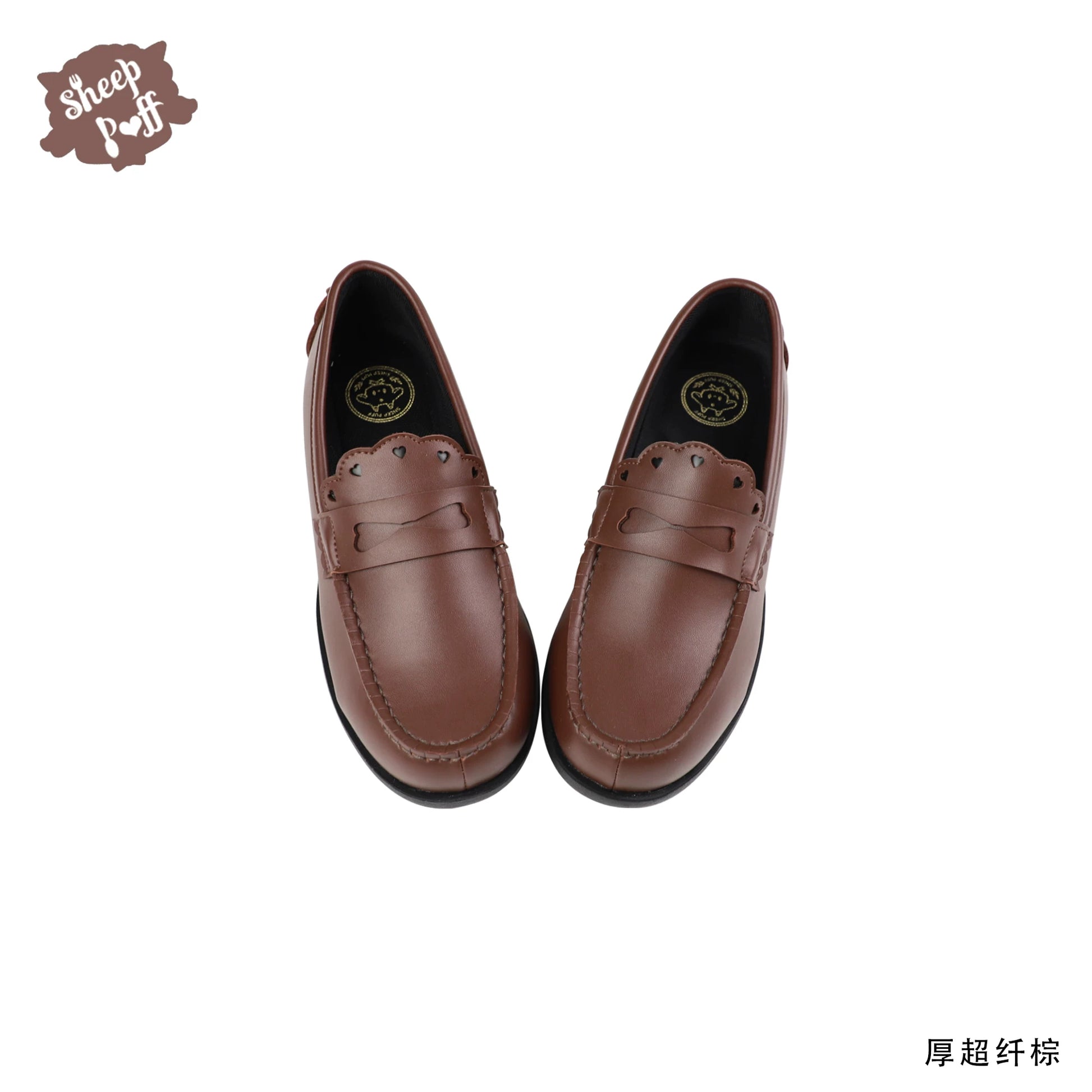 Sheep Puff Sheep Puff JK uniform Lolita shoes with rounded toe and decorative bows, perfect for stylish cosplay or Lolita fashion.