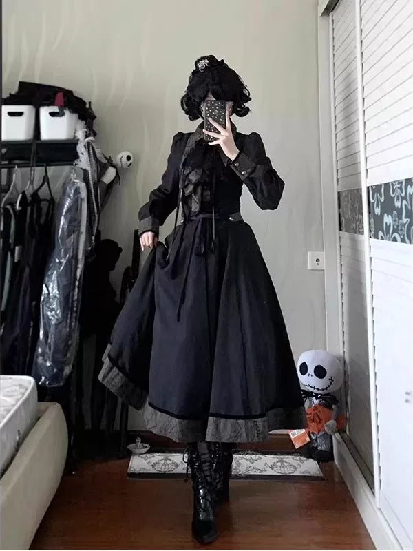 Creamy - Gothic Court - Blouse & Skirt Set with a ruffled front