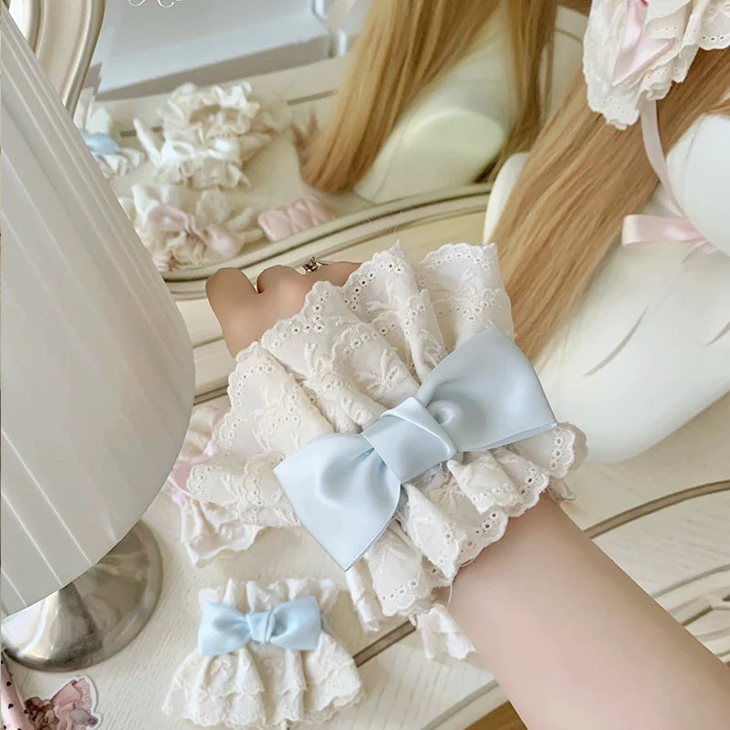 Roji Roji - Kawaii Lolita Lace Cuffs Summer - Butterfly Bow Arm Sleeves Hand Accessory